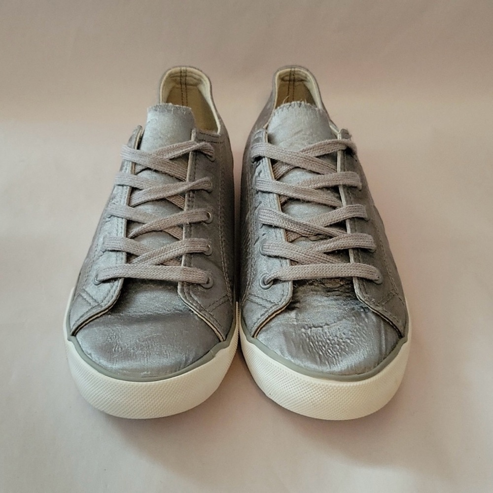 SOLD - Kaari Blue Silver Satin Samantha Sneakers